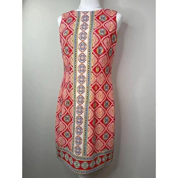 R&K Sleeveless Colorful Pattern Panel Dress - Pink, Blue, Yellow, White - 4 - Picture 2 of 14